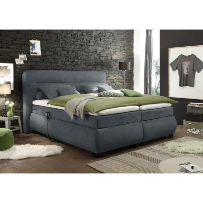 MID.YOU Boxspringbett BOXSPRINGBETT 160 in Anthrazit, Liegefläche 160x200 cm – Tonnentaschenfederkern